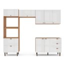 Ver imagem 2 de Cozinha Pérola 270cm Completa Modulada 4 Peças Branco/Freijó Yescasa