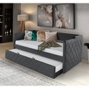 Ver imagem 1 de Bicama Dubai de Madeira Vintage Revestimento Veludo Pavia Cinza