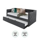 Ver imagem 2 de Bicama Dubai de Madeira Vintage Revestimento Veludo Pavia Cinza