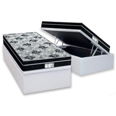 Cama Box Baú Crc Solteiro +Colchão Molas Bonnel Born Probel 88x188