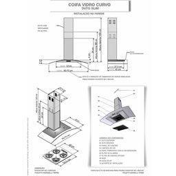 Coifa Fogatti Parede Vidro Curvo Duto Slim 80 Cm - 6
