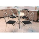 Ver imagem 1 de Sala de Jantar Completa Volga C/ Tampo de Vidro 95cm e 4 Cadeiras Holanda Cromada - Courano Preto -