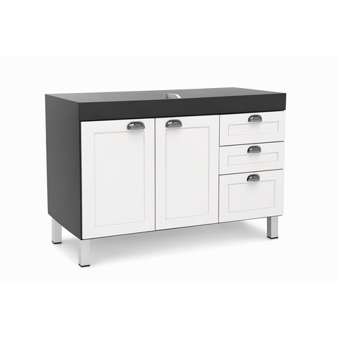 Gabinete Cozinha Mdf 1,14m com Amortecedor e Corrediça:grafite/branco