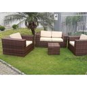 Ver imagem 2 de Conjunto Sofá para Jardim Quadrado Aço Fibra Sintética -Sofá 2 Lugares 2 Poltronas e Mesa Centro - T