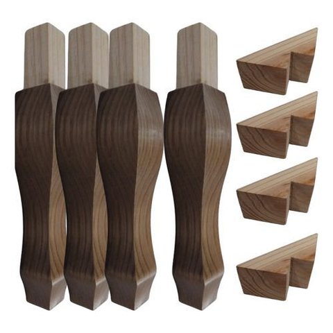 Kit C/ 4 Un. Pés Estilo Luiz Xv C/ Canto Cunha P/ Móveis Embuia