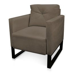 Kit 2 Poltronas Luisa Suede Marrom Rato Base Industrial Metálica Preto - D'Rossi - 5