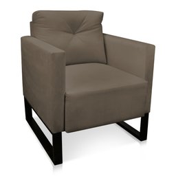 Kit 2 Poltronas Luisa Suede Marrom Rato Base Industrial Metálica Preto - D'Rossi - 3