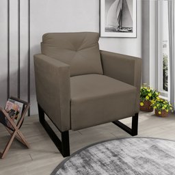 Kit 2 Poltronas Luisa Suede Marrom Rato Base Industrial Metálica Preto - D'Rossi - 2