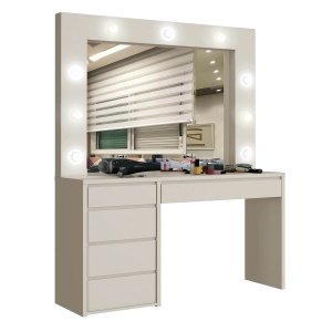 Camarim Berlim 5 gavetas com espelho Mavaular:Off White