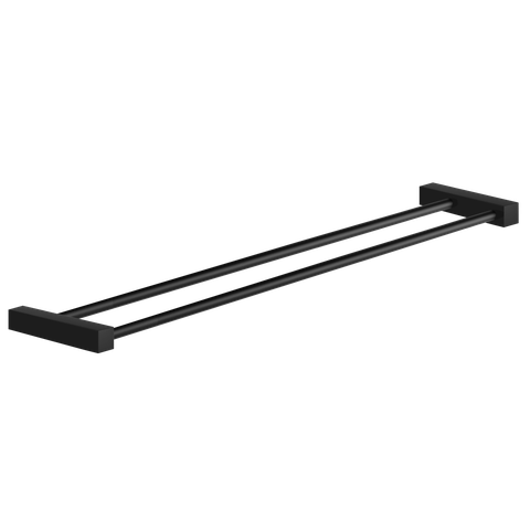Toalheiro Duplo para Banheiro Preto Fosco Troia Grego Metal 70cm