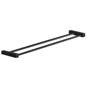 Toalheiro Duplo para Banheiro Preto Fosco Troia Grego Metal 70cm