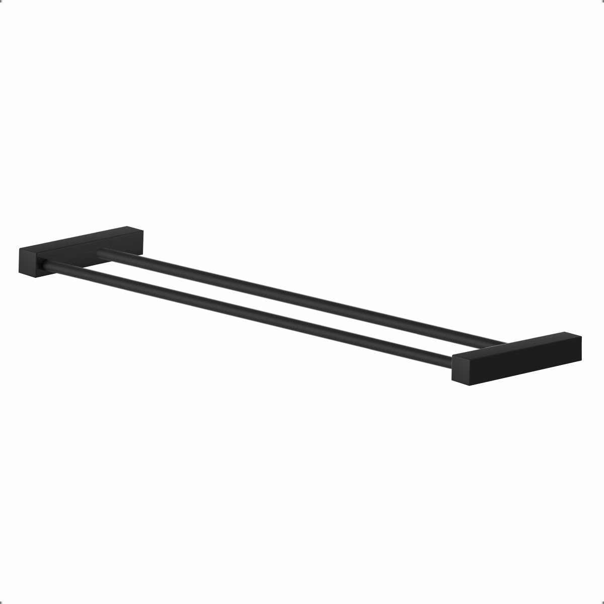 Porta Toalhas Duplo Grego Metal para Banheiro Preto 70cm Troia