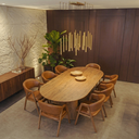 Ver imagem 4 de Conjunto Mesa Sala Jantar 6 Cadeiras Corino Caramelo Savana Madeira MDF Organica Oval