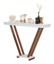 Ver imagem 2 de Mesa Aparador Sala Decorativo Pés em Madeira Supreme - Branco