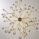 Ver imagem 2 de Lustre Teto 110cm Ramos de Árvore 54 Leds Luminária Metal Dourado Gimpo Ra-54-gold-ash