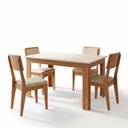 Ver imagem 7 de Mesa Jantar 1,40m x 0,90m com 4 Cadeiras Estofadas Encosto Estofado 100% MDF Dalla Costa Cor:Off