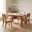 Ver imagem 1 de Mesa Jantar 1,40m x 0,90m com 4 Cadeiras Estofadas Encosto Estofado 100% MDF Dalla Costa Cor:Off
