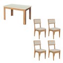 Ver imagem 2 de Mesa Jantar 1,40m x 0,90m com 4 Cadeiras Estofadas Encosto Estofado 100% MDF Dalla Costa Cor:Off