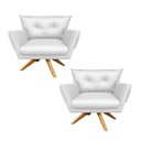 Ver imagem 1 de Kit 2 Poltronas Giratórias Anitta Corino Base Madeira D'Rossi - Branco