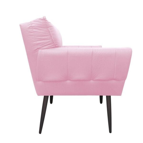 Kit 2 Poltronas Anitta Corino Pés Palito de Ferro D'Rossi - Rosa Bebê - 4