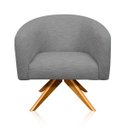 Ver imagem 2 de Poltrona Giratória Stella Couro Nozes com Linho Cinza A26 Base Madeira D'Rossi