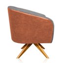 Ver imagem 3 de Poltrona Giratória Stella Couro Nozes com Linho Cinza A26 Base Madeira D'Rossi