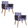 Kit 2 Poltronas Larissa Estampado Pés Palito Castanho D'Rossi - Triângulo Roxo T196 - 1
