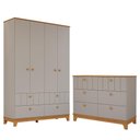 Ver imagem 1 de Jogo de Quarto Infantil Biscoito Guarda Roupa e Cômoda 6 Gavetas Fendi/nature - Permóbili Baby