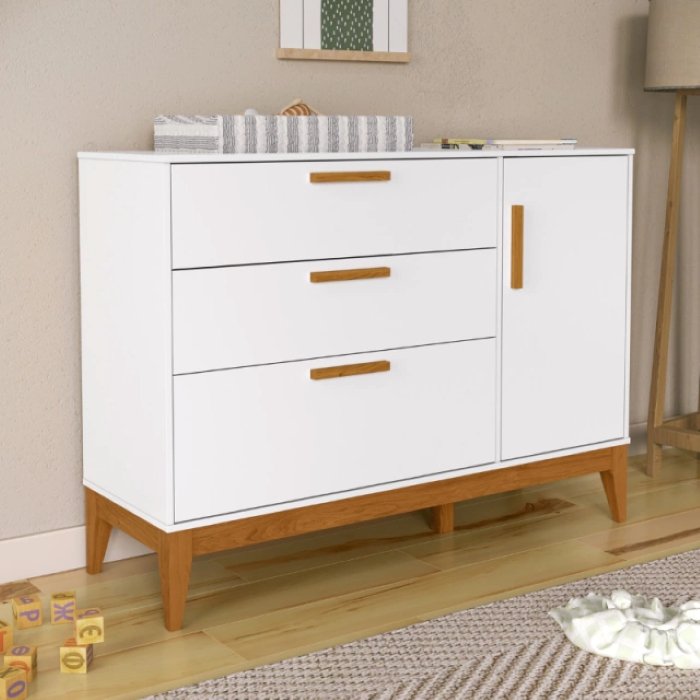 Cômoda Nature com Porta Branco Eco Wood