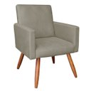 Ver imagem 3 de Kit 01 Poltrona com 01 Puff Larissa Suede Pés Palito de Madeira D' Rossi - Marrom Rato