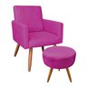 Kit 1 Poltrona com 1 Puff Larissa Suede Pés Palito de Madeira D' Rossi - Pink - 1
