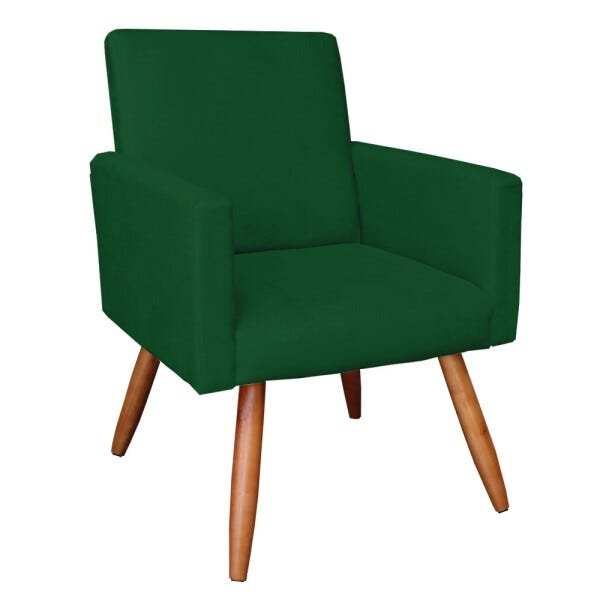 Kit 2 Poltronas com 1 Puff Larissa Suede Verde Pés Palito de Madeira D' Rossi - 3