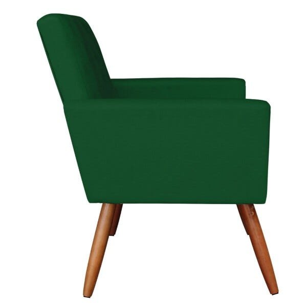Kit 2 Poltronas com 1 Puff Larissa Suede Verde Pés Palito de Madeira D' Rossi - 4