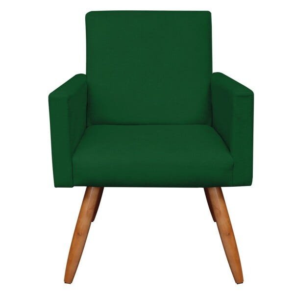 Kit 2 Poltronas com 1 Puff Larissa Suede Verde Pés Palito de Madeira D' Rossi - 2