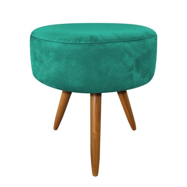 Kit 2 Poltronas com 1 Puff Larissa Suede Pés Palito de Madeira D' Rossi - Verde Turquesa - 8
