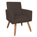 Ver imagem 3 de Kit 2 Poltronas com 1 Puff Larissa Suede Pés Palito de Madeira D' Rossi - Marrom