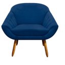 Ver imagem 2 de Kit 2 Poltronas Giovana Suede Pés Palito Castanho D'Rossi - Azul Marinho