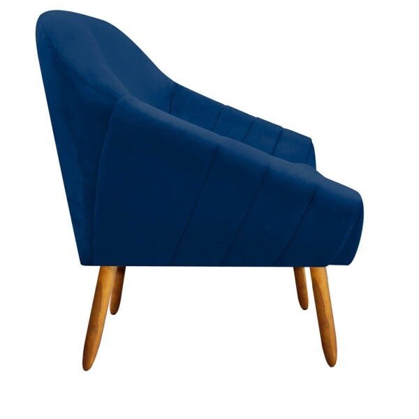 Kit 2 Poltronas Giovana Suede Pés Palito Castanho D'Rossi - Azul Marinho - 4