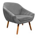 Ver imagem 3 de Kit 2 Poltronas Giovana Suede Pés Palito Castanho D'Rossi - Grafite