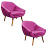 Kit 2 Poltronas Giovana Suede Pés Palito Castanho D'Rossi - Pink - 1
