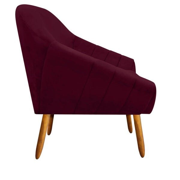 Kit 2 Poltronas Giovana Suede Pés Palito Castanho D'Rossi - Vinho - 4