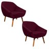 Kit 2 Poltronas Giovana Suede Pés Palito Castanho D'Rossi - Vinho - 1