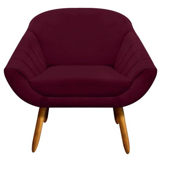Kit 2 Poltronas Giovana Suede Pés Palito Castanho D'Rossi - Vinho - 2