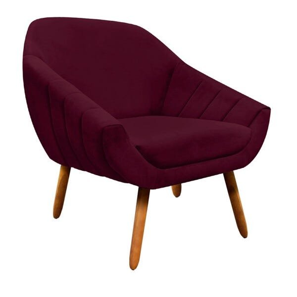 Kit 2 Poltronas Giovana Suede Pés Palito Castanho D'Rossi - Vinho - 3