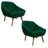 Kit 2 Poltronas Giovana Suede Pés Palito Castanho D'Rossi - Verde - 1