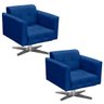 Kit 2 Poltronas Giratória Elisa Suede Azul Royal Base Estrela Cromado D'Rossi - 1