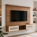 Ver imagem 1 de Painel para TV 72 pol com Bancada Suspensa 160m 2 Portas 3D Tessaro A05 Cinamomo Off White - Lyam
