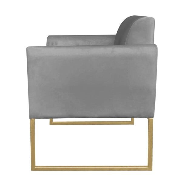 Kit 2 Poltronas Marisa Suede Base Metálica Dourado D'Rossi - Grafite - 4