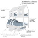 Ver imagem 4 de Treliche Casal/ Solteiro Casinha Encantada com Kit Escada/ Escorregador Madeira Maciça Branco