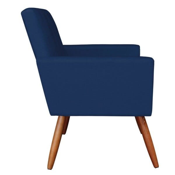 Kit 2 Poltronas Larissa Suede Pés Palito de Madeira- D'Rossi - Azul Marinho - 4